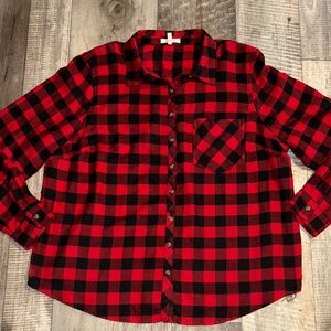 Maurices Red and Black Checkered Shirt-size 1 (plus)